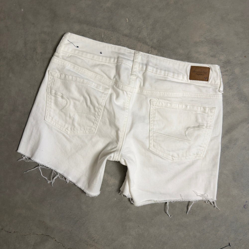 Vintage American Eagle Cutoff Shorts Womens 6 White Y2K Boho - Picture 3 of 6